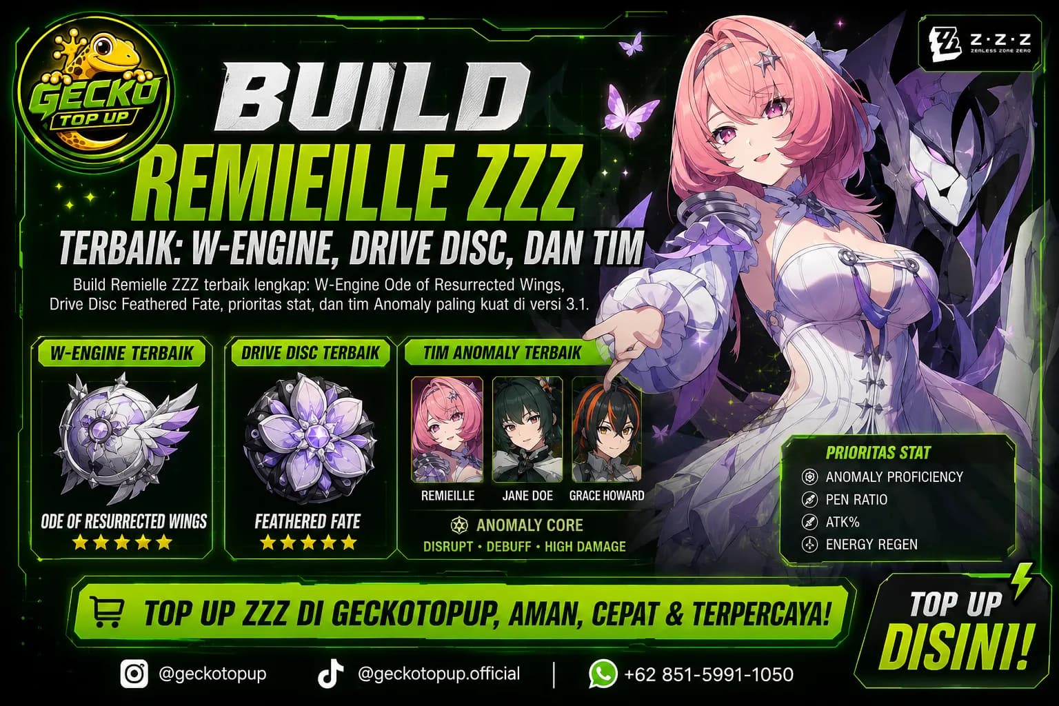 Build Remielle ZZZ Terbaik Lumiflux S-Rank di Zenless Zone Zero versi 3.1